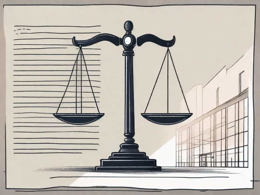 A balanced scale with a business building on one side and a detailed document (representing disclosure schedules) on the other