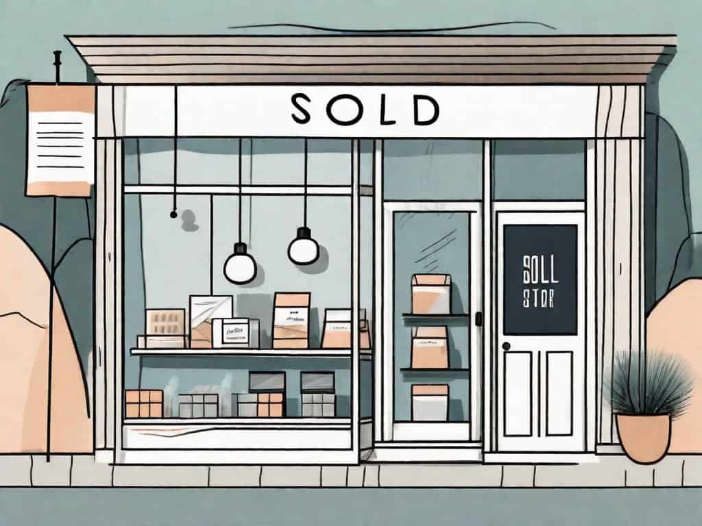 A small business store with a sold sign hanging on it