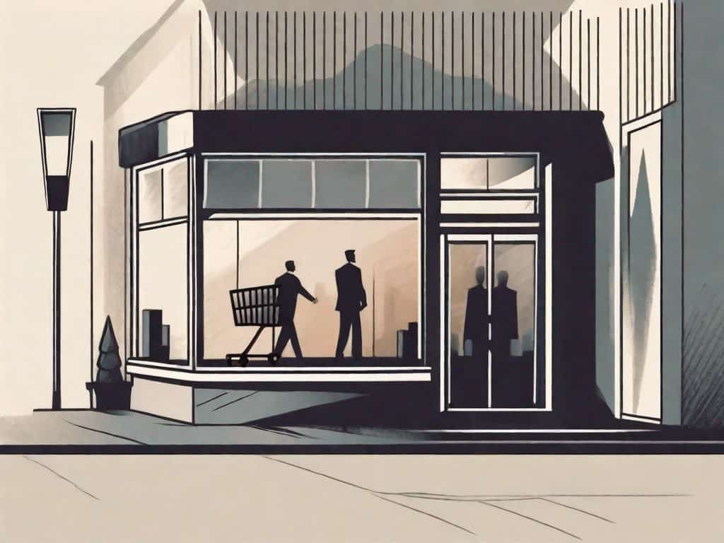 A business establishment with a "for sale" sign