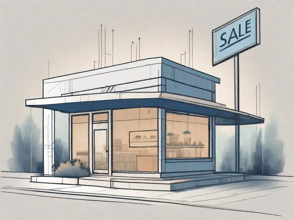A business establishment with a for-sale sign