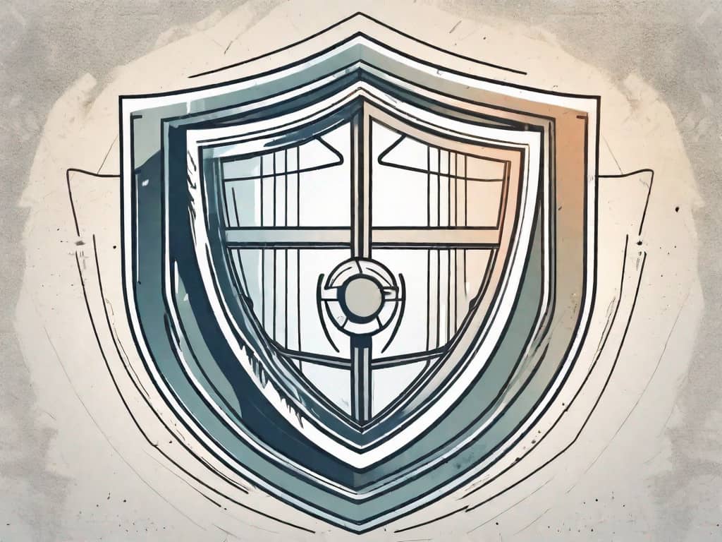 A business establishment with a protective shield symbol hovering over it