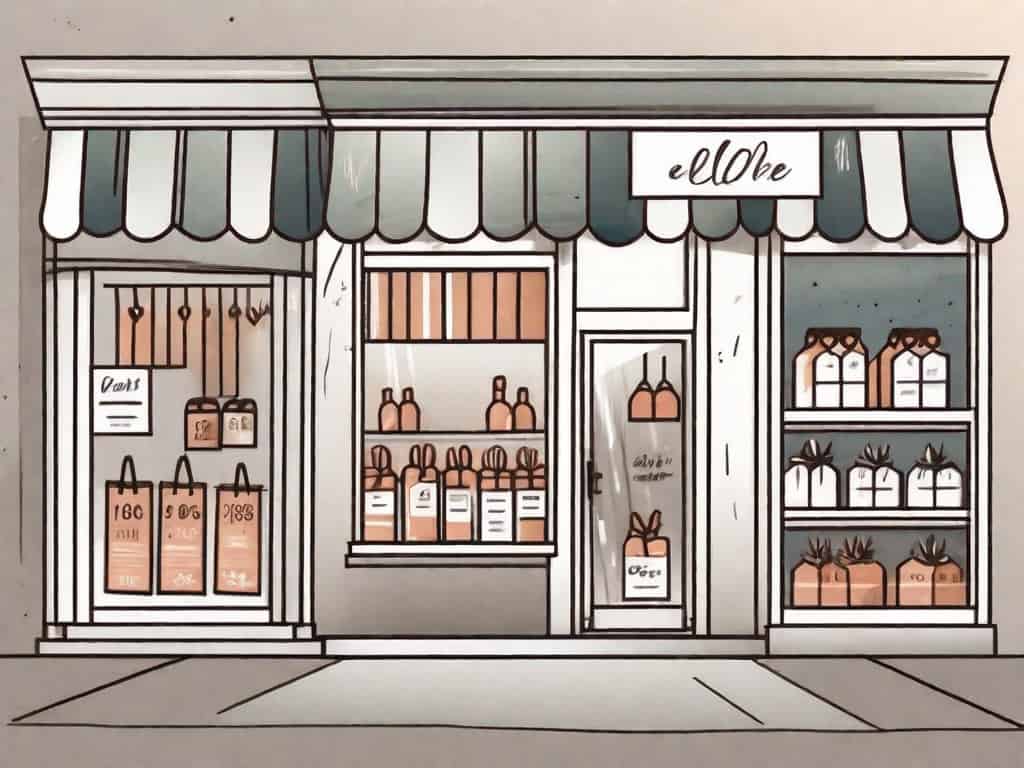 A small business store with a price tag showing a reduced value