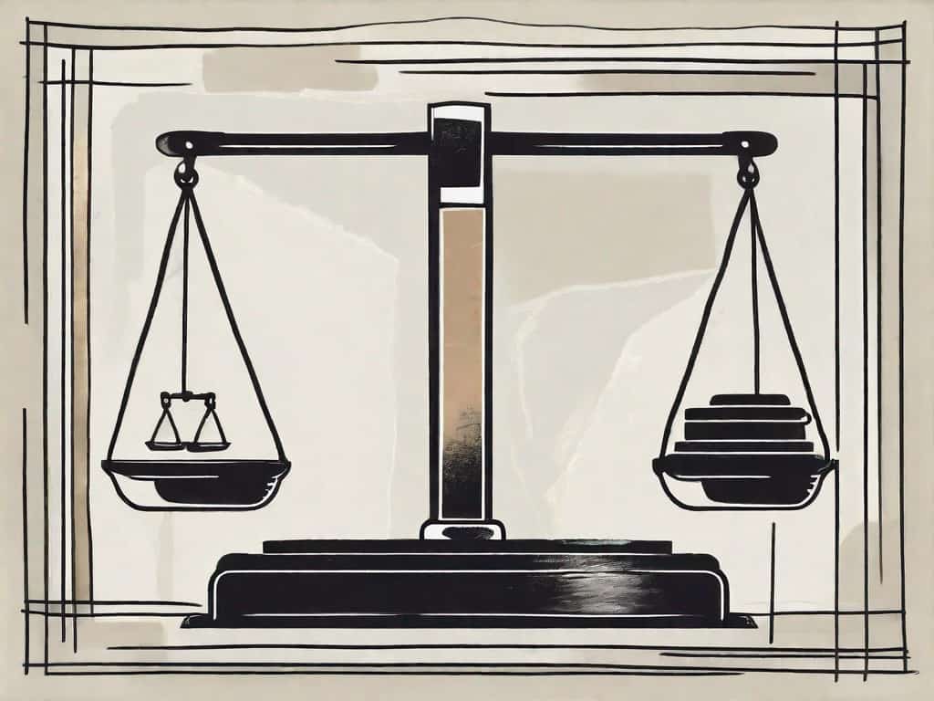 A symbolic representation of a business (like a building or a briefcase) with a balance scale