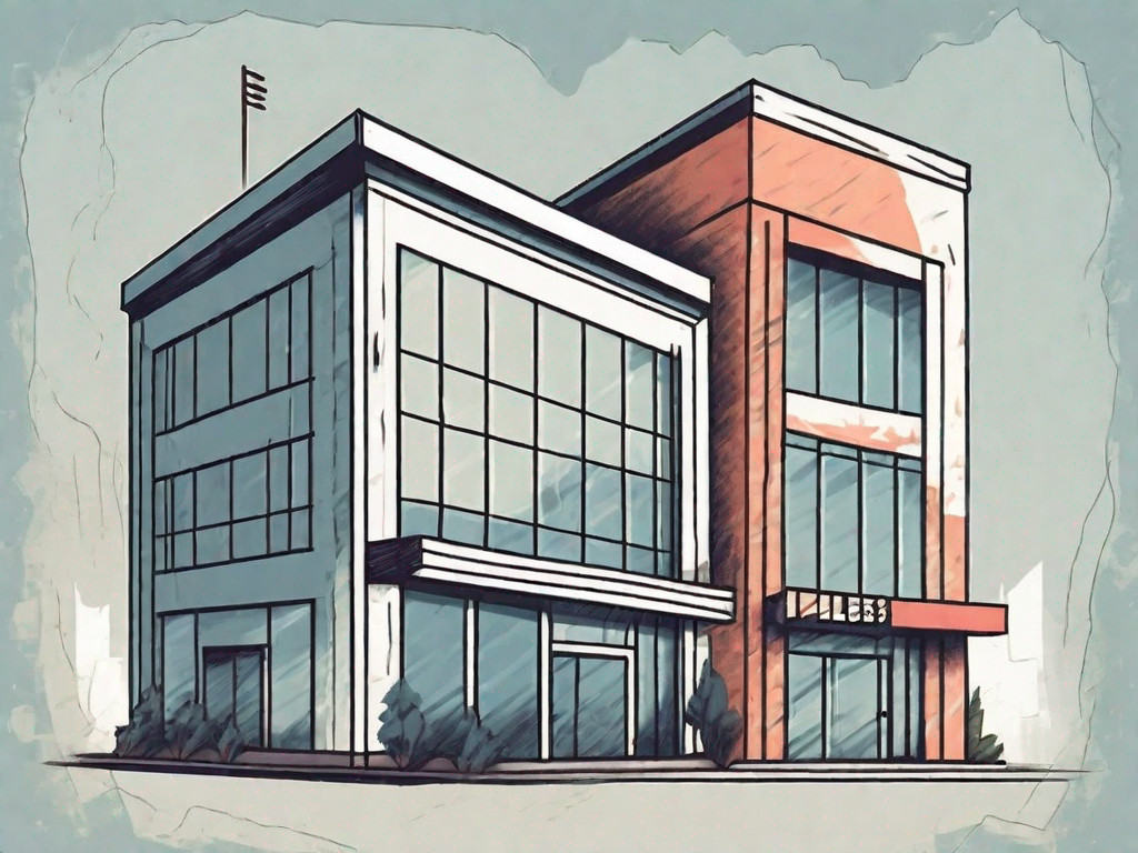 A business building with a for sale sign