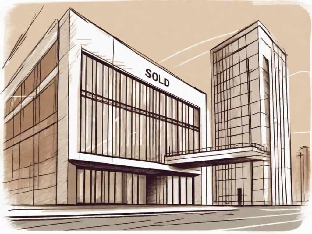 A business building with a sold sign
