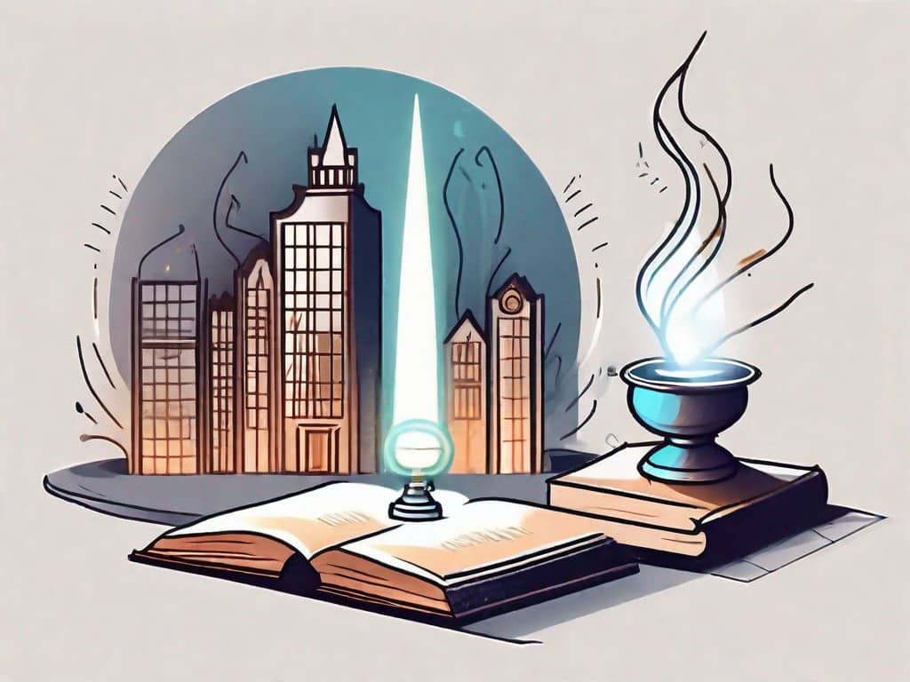 A stage with a spotlight on a business building model