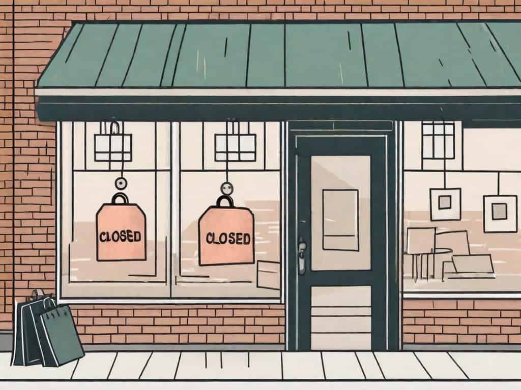 A traditional brick-and-mortar store with a "closed" sign on the door