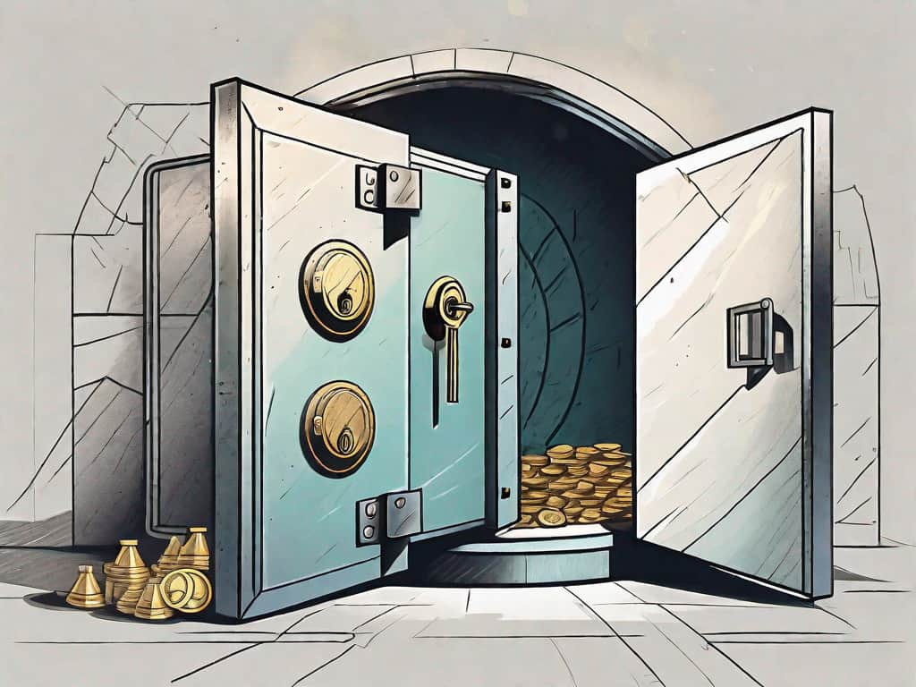 A closed bank vault with a keyhole