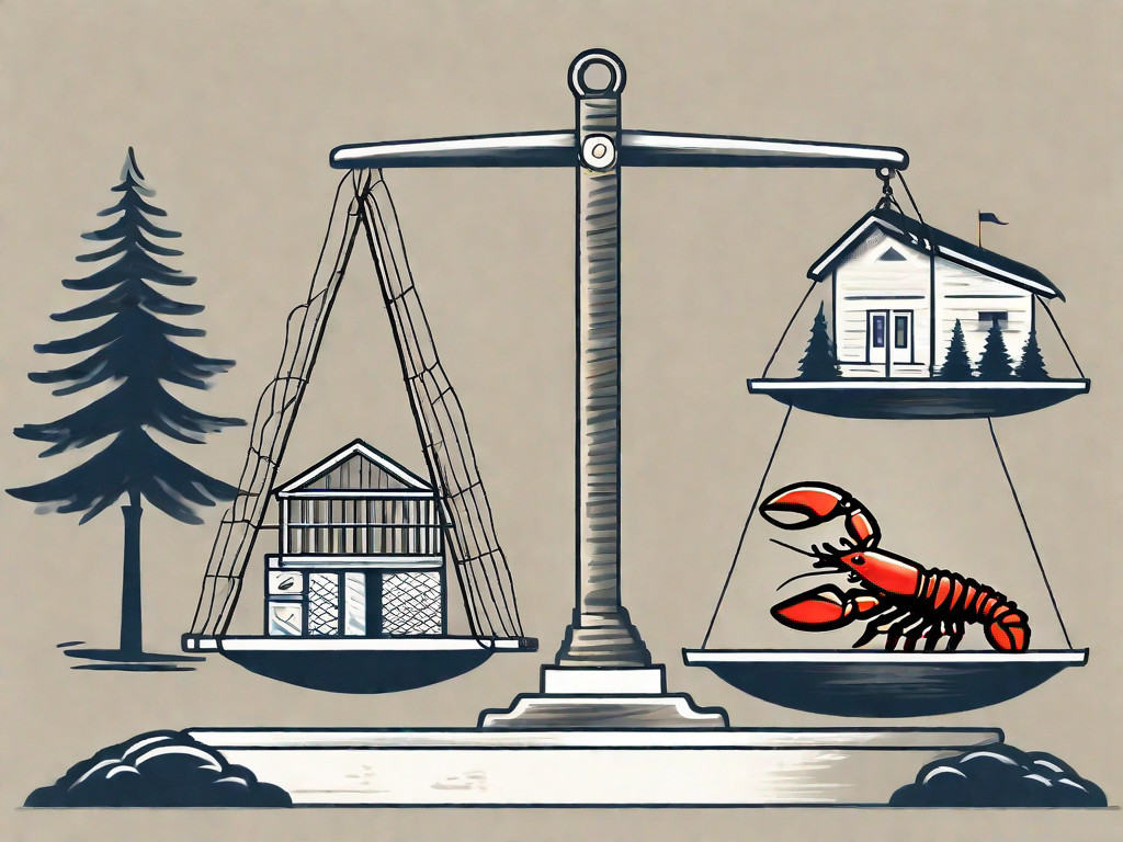 A symbolic balance scale with various business-related items on one side