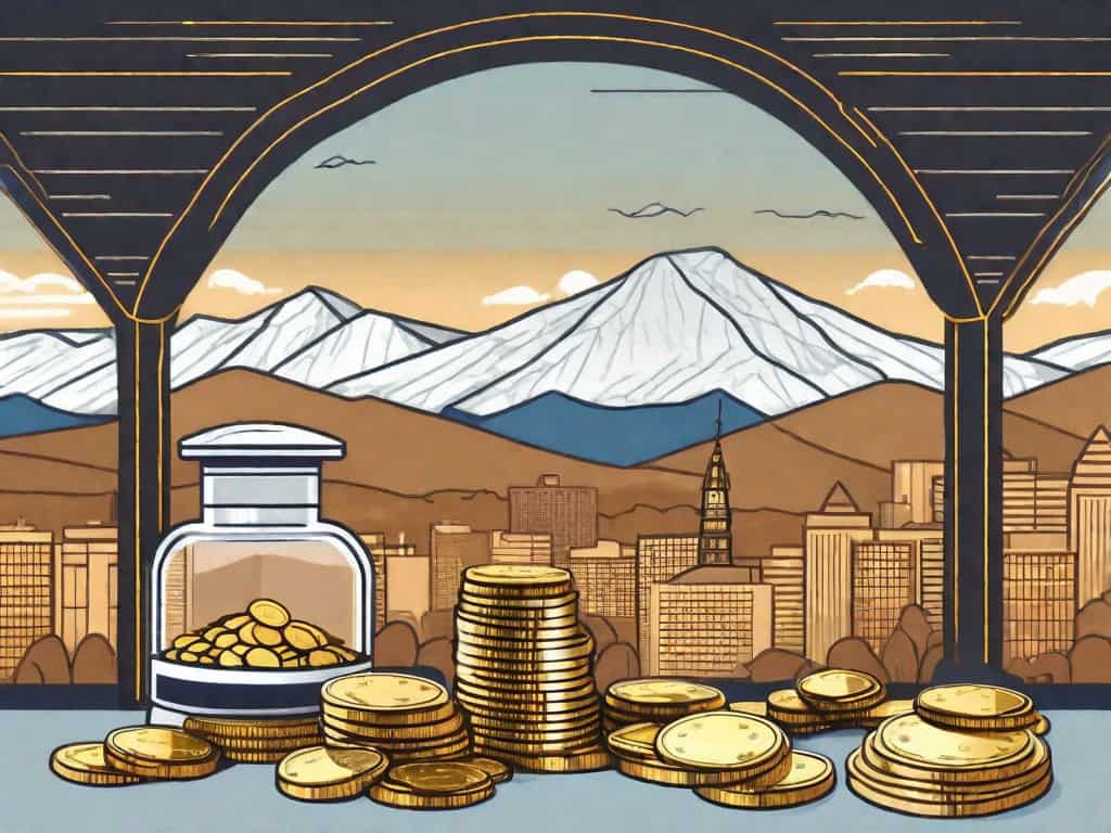 A balanced scale with a small business building on one side and a pile of gold coins on the other