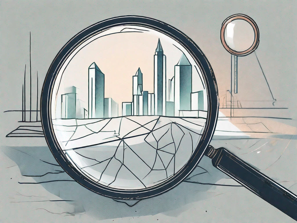 A broken contract with a magnifying glass hovering over it